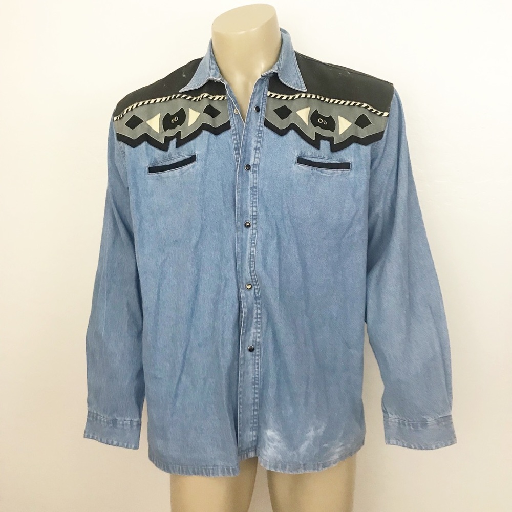 Vintage western denim button down size XL